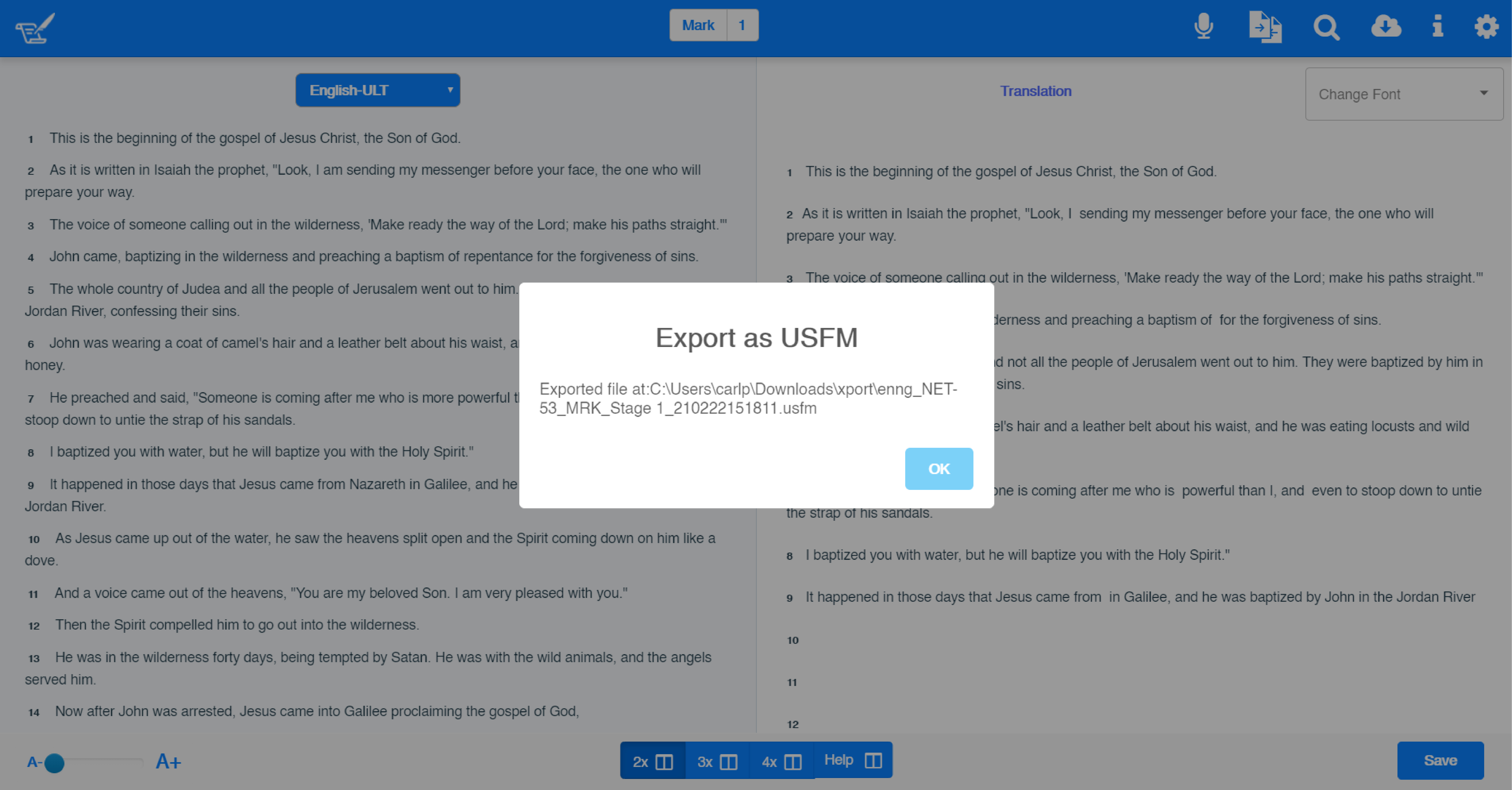 Export as USFM