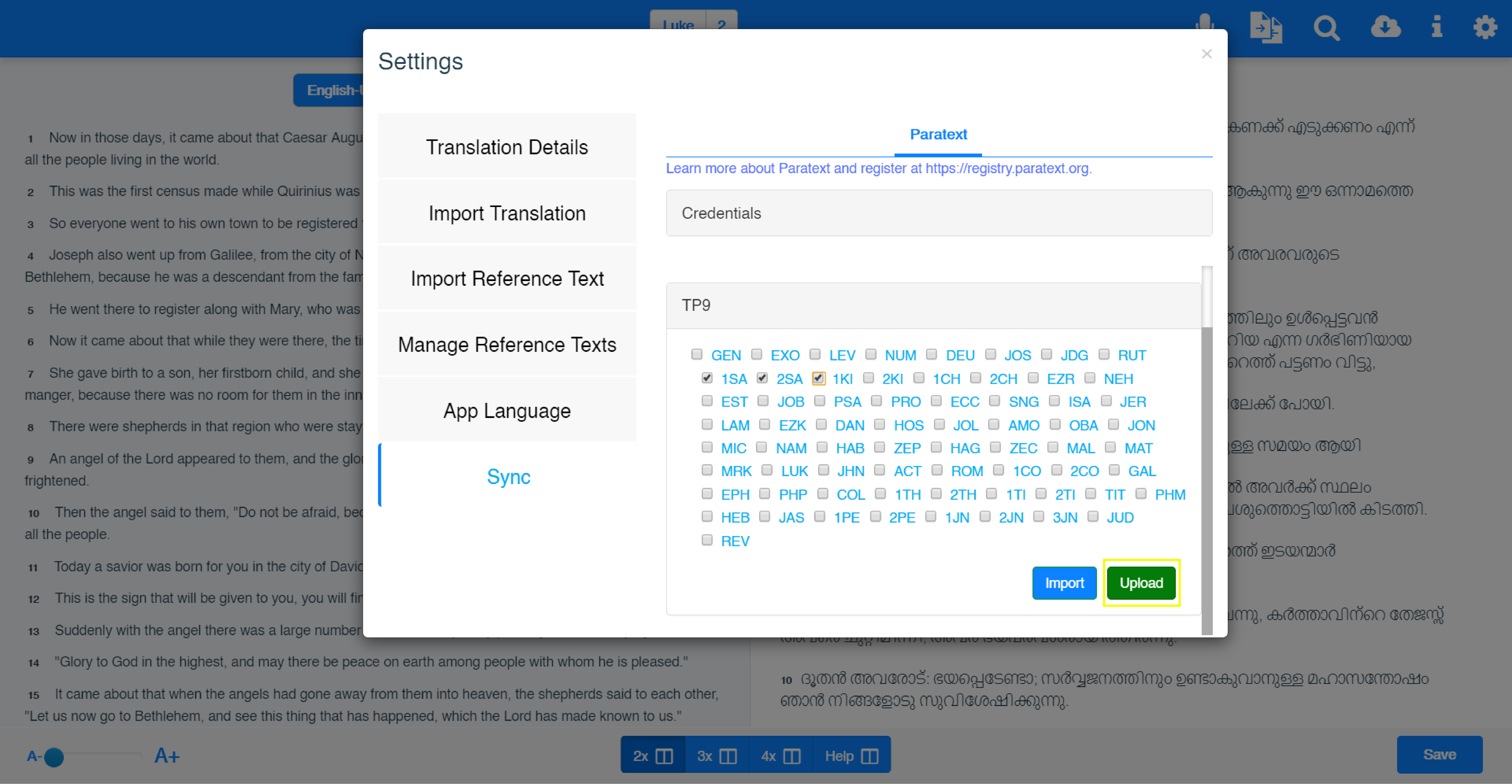 Export to paratext
