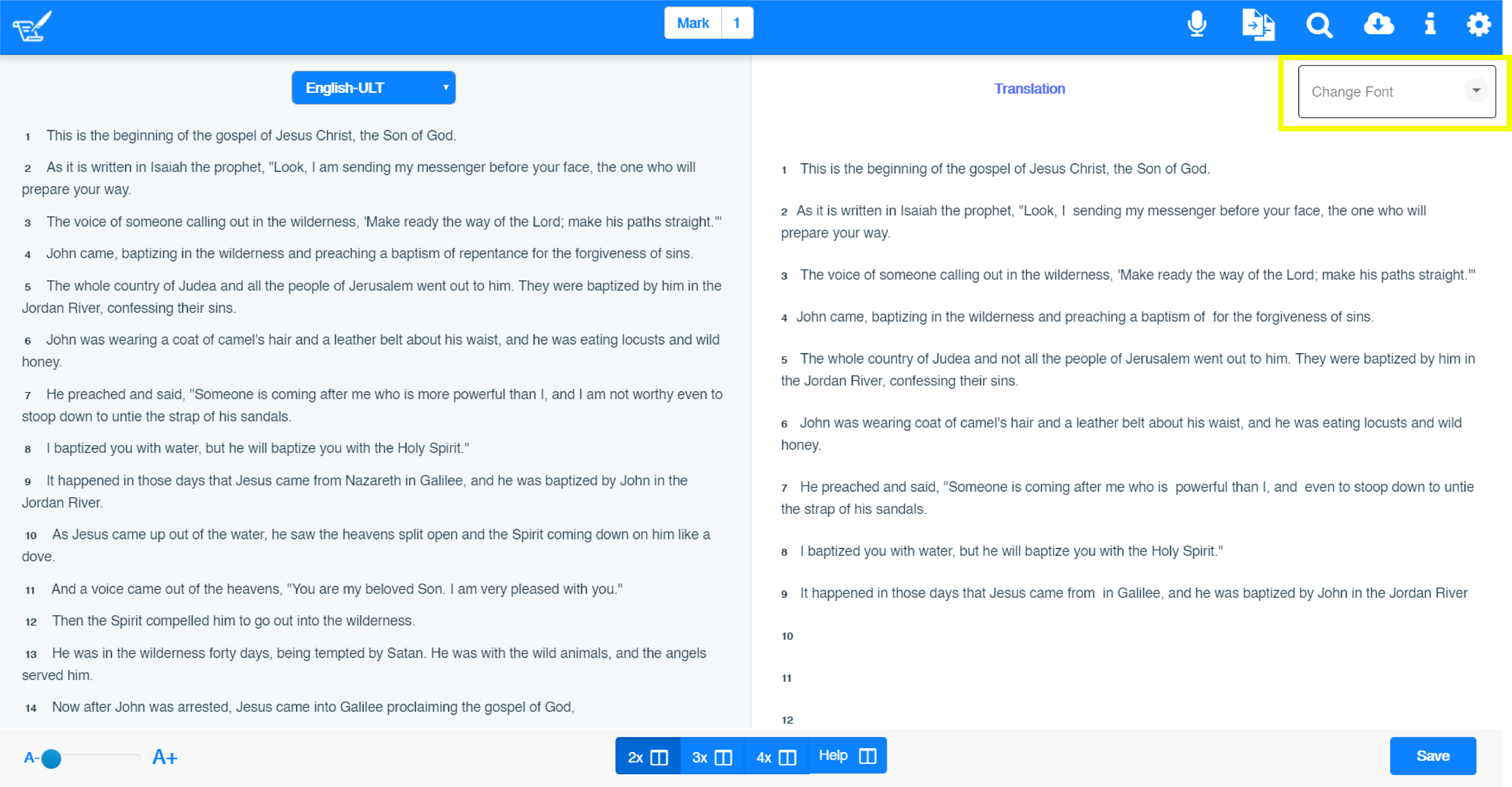 Change Font field